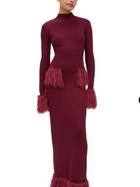 Yellow the Label Milli Knit Maxi Dress in Burgundy